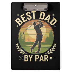 Best Dad By Par Golf Sunset Vintage Clipboard