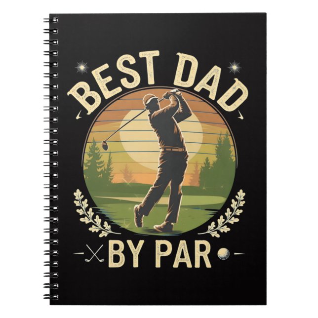 Best Dad By Par Golf Sunset Vintage Notebook (Front)