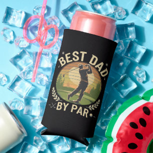 Best Dad By Par Golf Sunset Vintage Seltzer Can Cooler