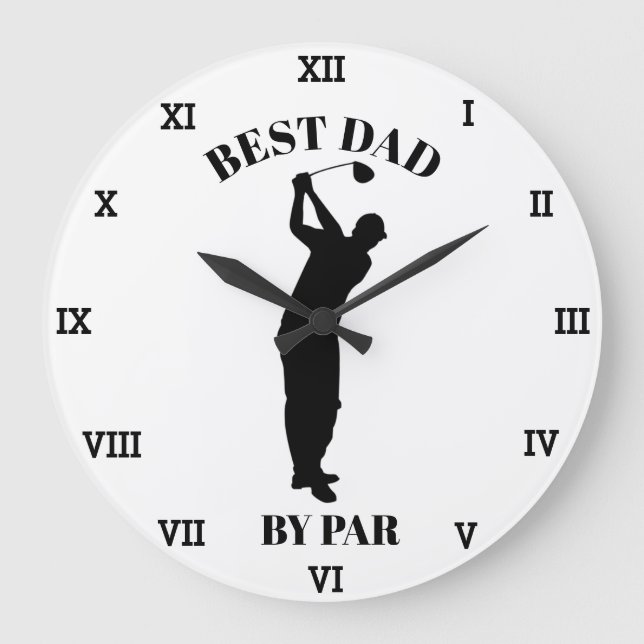 Best Dad By Par Golfer Birthday 70th funny Large Clock (Front)