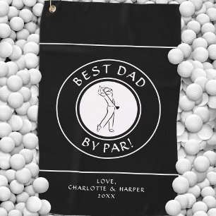 Best Dad By Par Golfer Humour Black Custom  Golf Towel