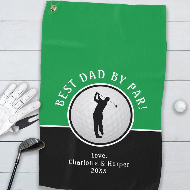 Best Dad By Par Golfer Male Black Green Custom Golf Towel (Best Dad By Par Golfer Male Black Green Custom Golf Towel)