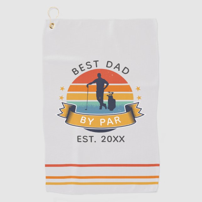 Best Dad By Par Golfing Fathers Day Papa Golf Towel (Front)