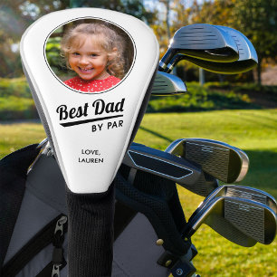Best Dad By Par Kid's Photo Name White Golf Head Cover