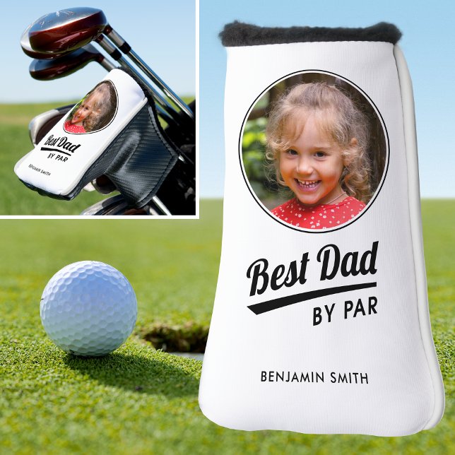Best Dad By Par Kid's Photo Name White Putter Golf Head Cover (Creator Uploaded)