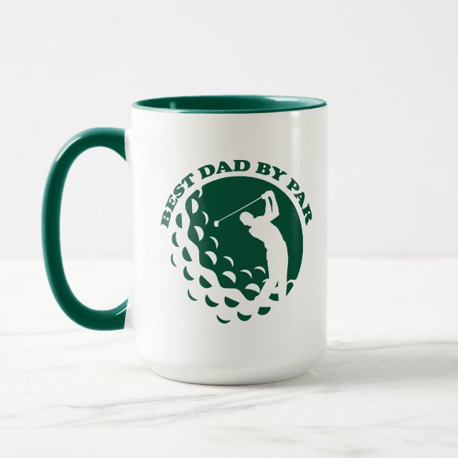 Best Dad By Par Modern Golf Golfing Mug (Left)