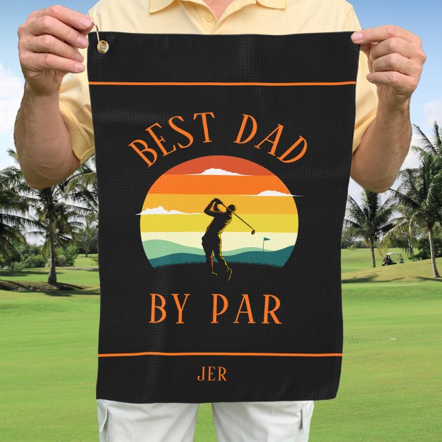 Best Dad By Par Modern Golfer Silhouette Black Fun Golf Towel (Best Dad By Par Modern Golfer Silhouette Black Fun Golf Towel)