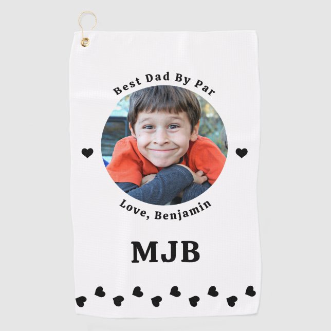 Best DAD By Par Modern Personalised Photo Golf Towel (Front)