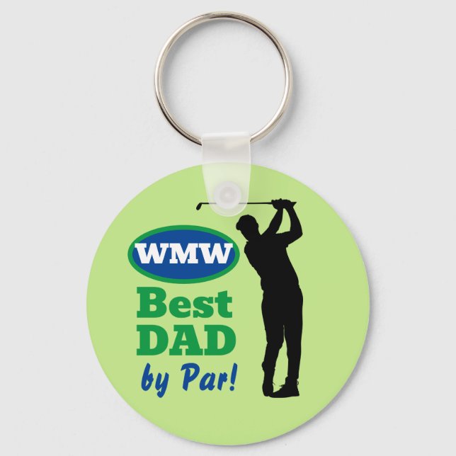 Best Dad By Par! Monogram Golf Hat Key Ring (Front)