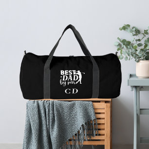 Best Dad by par monogram initials black white Duffle Bag