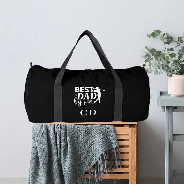 Best Dad by par monogram initials black white Duffle Bag (Creator Uploaded)
