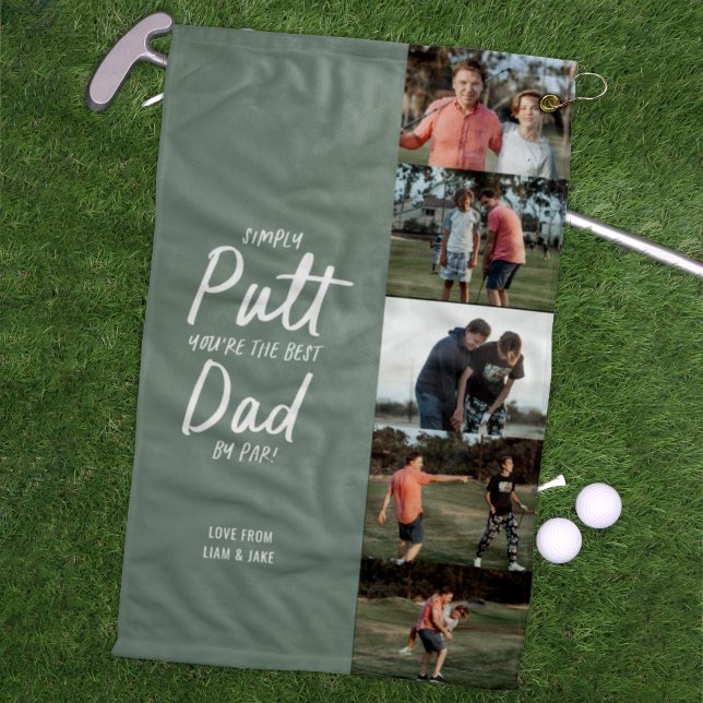 Best Dad By Par multi Photo Golf Fathers Day Golf  Towel (Creator Uploaded)