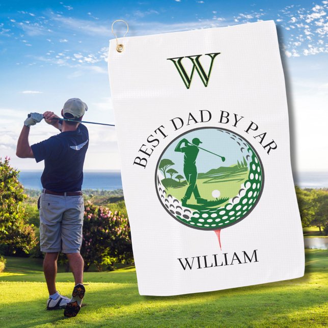 * BEST DAD BY PAR NAME CUSTOM MONOGRAM GOLF TOWEL (Creator Uploaded)