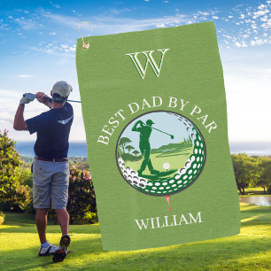* BEST DAD BY PAR NAME CUSTOM MONOGRAM GOLF TOWEL