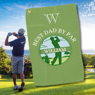 BEST DAD BY PAR NAME CUSTOM MONOGRAM GOLF TOWEL