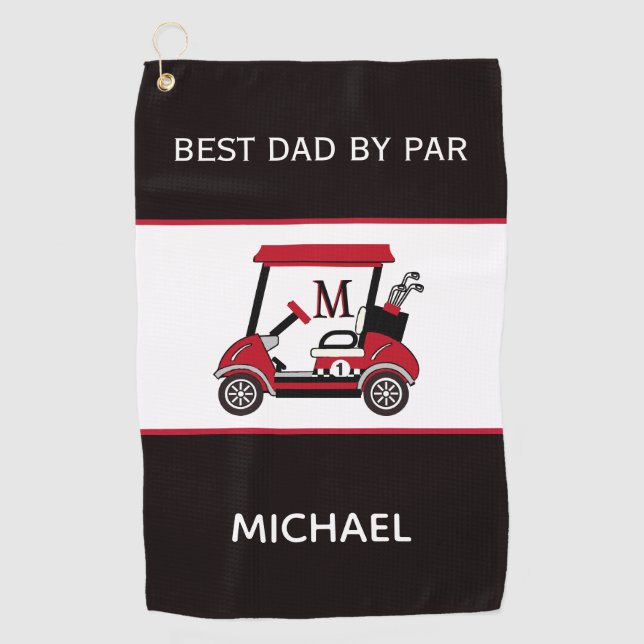  Best Dad by Par Name Custom Monogram Golf Towel (Front)