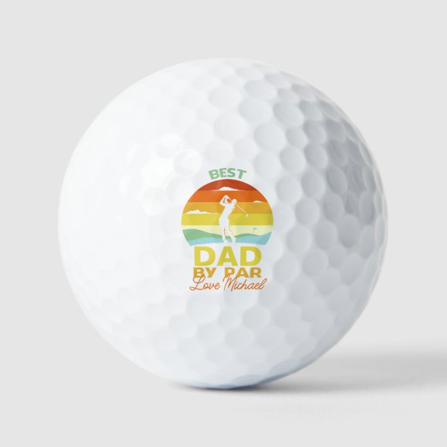 Best Dad By Par Personalise Name Father's Day Golf Balls (Front)