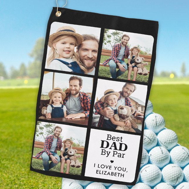 Best DAD By Par - Personalised 5 Photo Collage Golf Towel (Creator Uploaded)