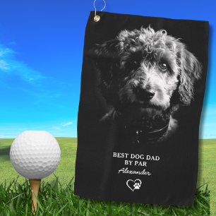 Best Dad By Par Personalised Doodle Dog  Golf Towel