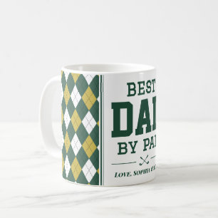 Best Dad by Par – Personalised Green Argyle Golf Coffee Mug