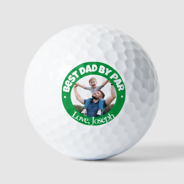 Best Dad by par personalised Green golf balls  (Front)