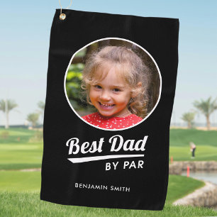 Best Dad By Par Personalised Photo Black Golf Towel