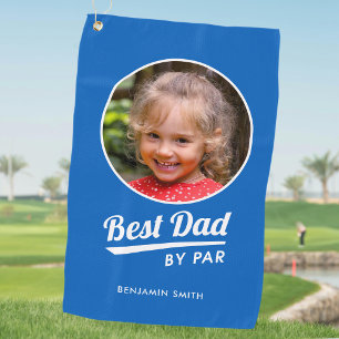Best Dad By Par Personalised Photo Blue Golf Towel