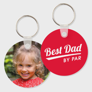 Best Dad By Par Personalised Photo Golf Red Key Ring