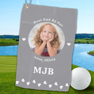 Best DAD BY Par Personalised Photo Golfer Grey Golf Towel