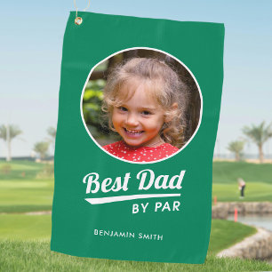 Best Dad By Par Personalised Photo Green White Golf Towel
