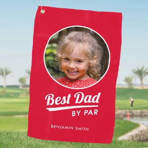 Best Dad By Par Personalised Photo Red Golf Towel