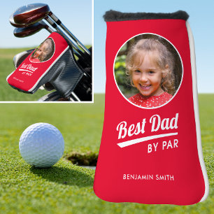 Best Dad By Par Personalised Photo Red Putter Golf Head Cover