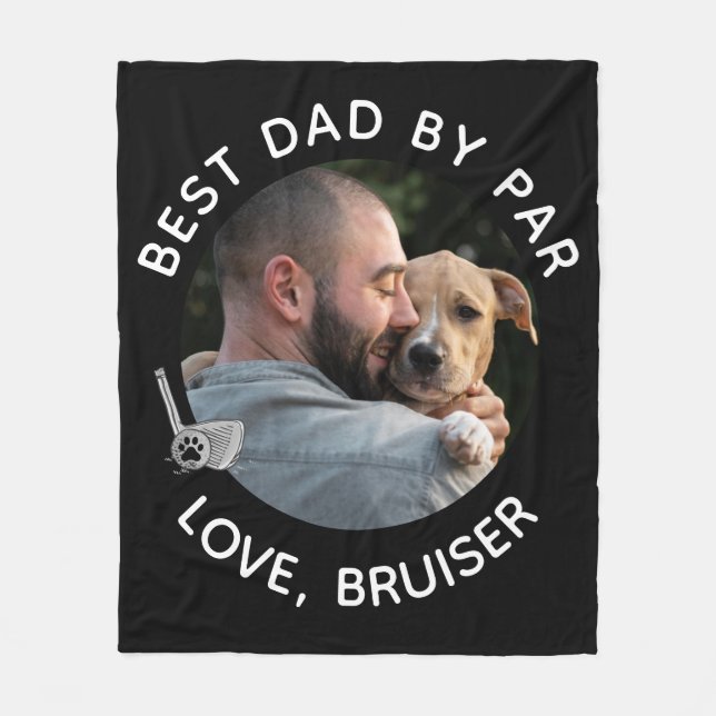 Best Dad By Par Pet Custom Photo Golf Fleece Blanket (Front)