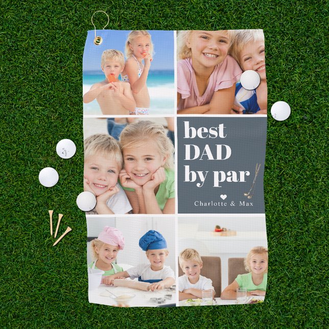 Best Dad by Par | Photo Collage Father's Day Golf Towel (Creator Uploaded)