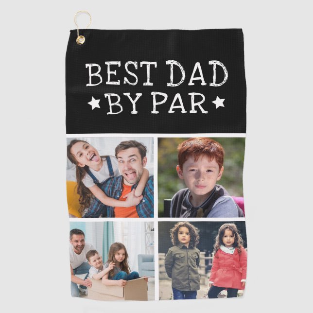Best Dad By Par Photo Collage Golf Towel (Front)