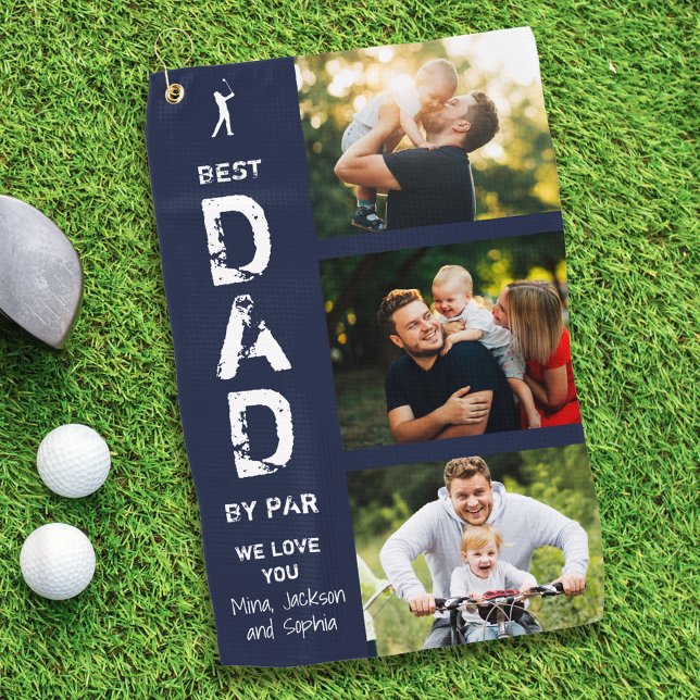 Best Dad By Par Photo Cool Golfer Father's Day Golf Towel (Creator Uploaded)