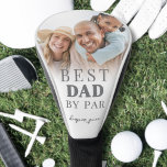 Best Dad By Par Photo Father Golf Head Cover<br><div class="desc">This personalised golf head cover features a clean and elegant design with a soft white gradient background. The phrase "Best Dad By Par" is displayed at the top in a classic serif font, giving it a timeless and heartfelt touch. At the bottom, there’s space for a custom name or message...</div>