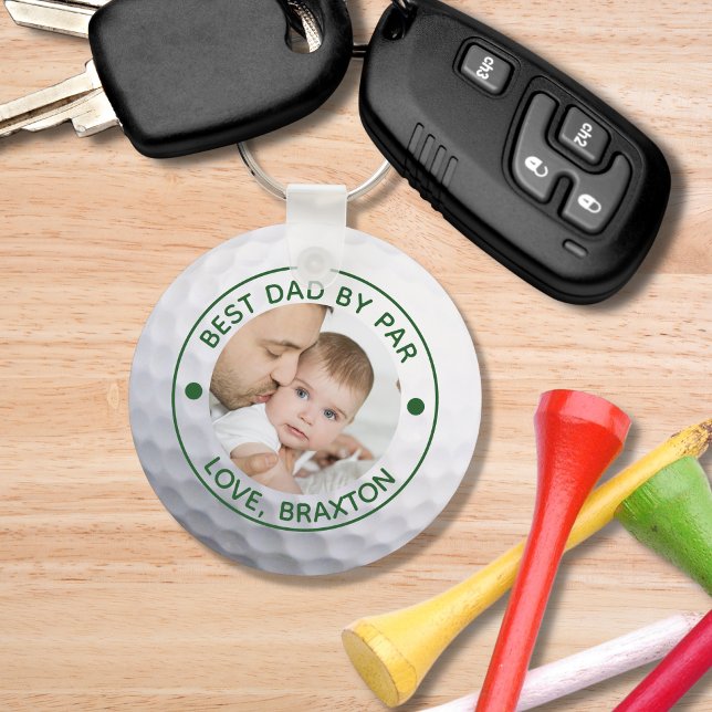 BEST DAD BY PAR Photo Golf Ball Personalised Key Ring (Creator Uploaded)