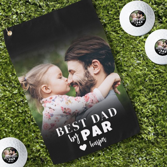 Best Dad By Par Photo Golf Towel (Best Dad By Par Photo Golf Towel)