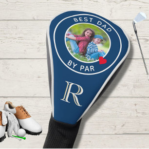 BEST DAD BY PAR Photo Monogram Blue  Golf Head Cover