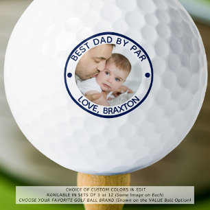 BEST DAD BY PAR Photo Personalised Blue Golf Balls