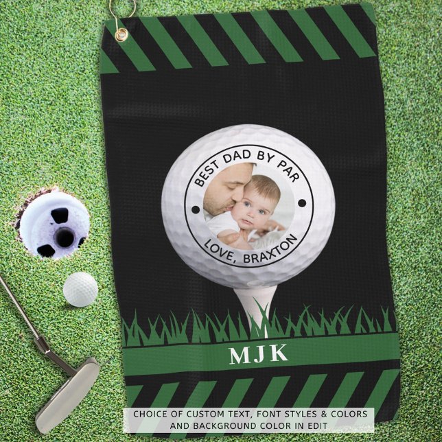 Best Dad By Par Photo Personalised Golf Towel (Creator Uploaded)