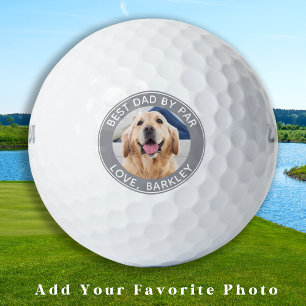 Best Dad By Par Photo Pet Dog Grey Personalised Golf Balls