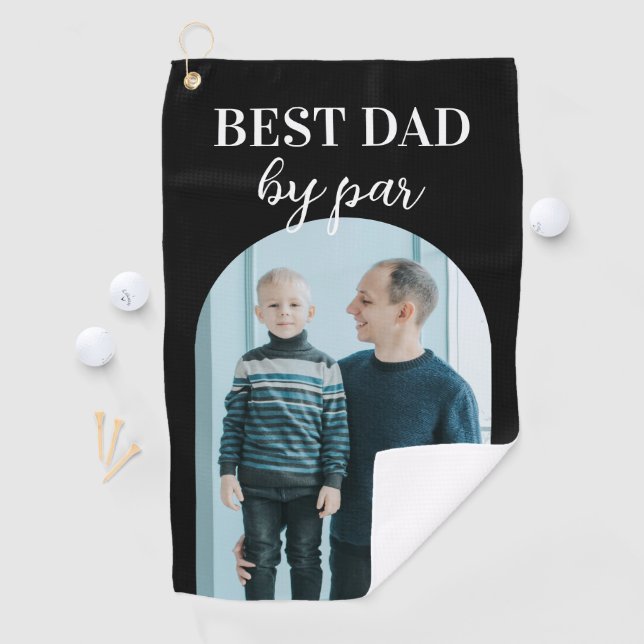 Best Dad By Par Photo Template Custom Arch Golf Towel (InSitu)