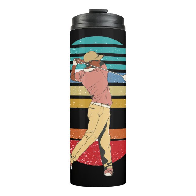 Best Dad by Par Rainbow & Black  Thermal Tumbler (Front)