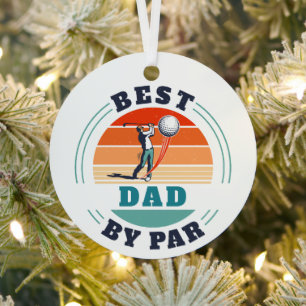 Best Dad By Par Retro Custom Golfing Father Metal Tree Decoration