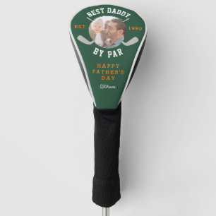 Best Dad By Par Retro Father's Day Photo Green Golf Head Cover