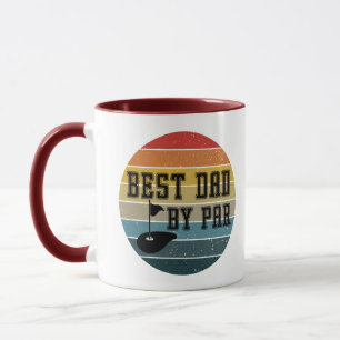 Best Dad By Par Retro Sunset Mug