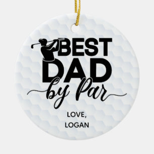 Best Dad By Par Simple & Custom Name Ceramic Ornament