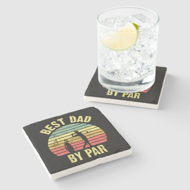 Best Dad By Par Stone Coaster (Side)